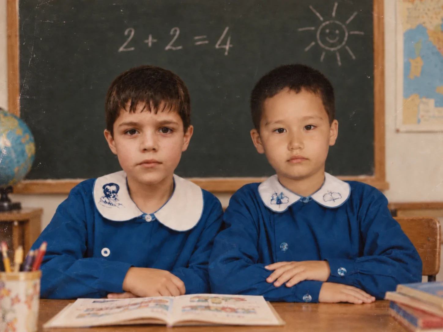 Burak Orhun Başer and Onur Canpek as primary school kids